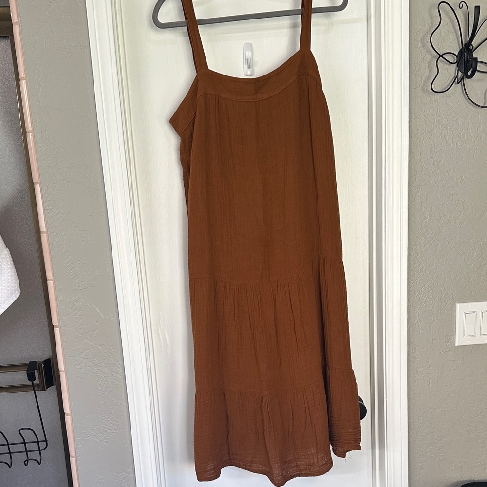Michael Stars Rust Brown Tiered Maxi Dress